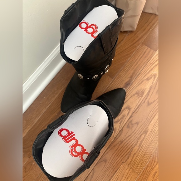 Dingo Olivia Black Slouch Leather Cowboy Boots - Picture 7 of 10